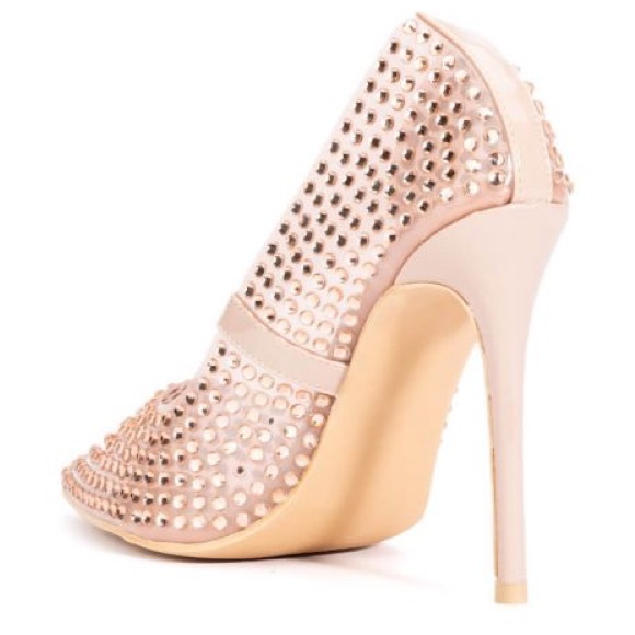Azalea Wang Nude Ultra Glam Rhinestone High Heel Stiletto Pumps - Picture 4 of 4